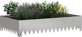 vidaXL Περίγραμμα γκαζόν 100 x 60 x 20 εκ. Ατσάλι Ασημί