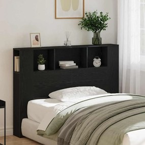 vidaXL κεφαλοκλίμακα  Μαύρο Δρύινο Κάβο - 140x19x104.5 εκ - Φτιαγμένο από Μηχανική Ξυλεία
