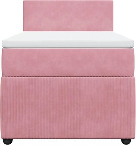 vidaXL Κρεβάτι Boxspring με Στρώμα Ροζ 80 x 200 εκ. Βελούδινο