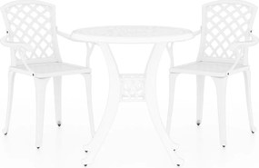 vidaXL Σετ Επίπλων Bistro 3 Τεμαχίων Λευκό από Χυτό Αλουμίνιο