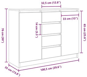 Συρταριέρα με Συρτάρια Sonoma Δρυς 100,5x35x76 εκ. Επεξ. Ξύλο - Καφέ