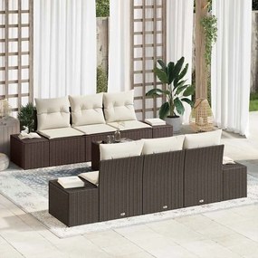vidaXL Σετ Καναπέ Κήπου 7 pcs Καφέ Πολυ ράταν