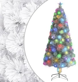 vidaXL Χριστουγεν Δέντρο Τεχνητό Προφωτισμένο Οπτικές Ίνες Λευκό 150εκ