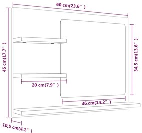 Καθρέφτης Μπάνιου Καπνιστή Δρυς 60x10,5x45 εκ. Επεξεργ. Ξύλο - Καφέ