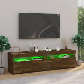 vidaXL Έπιπλο Τηλεόρασης με LED 2 τεμ. Καπνιστή Δρυς 75 x 35 x 40 εκ.