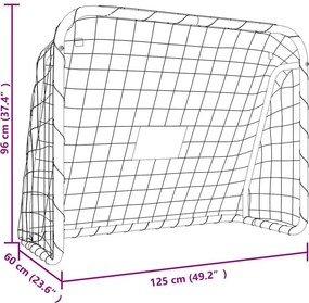 vidaXL Τέρμα Ποδοσφαίρου με Δίχτυ Λευκό 125x96x60εκ Ατσάλι/Πολυεστέρας