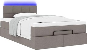 vidaXL Οθωμανικό κρεβάτι με στρώμα &amp; LEDs Taupe 120x190cm ύφασμα