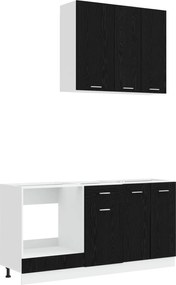 vidaXL Μονάδα κουζίνας LYON 5 pcs Μαύρη Δρυς Επεξεργασμένο Ξύλο