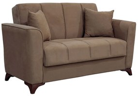 Kαναπές κρεβάτι Asma pakoworld 2θέσιος ύφασμα βελουτέ μπεζ-μόκα 156x76x85εκ - 213-000010