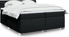 vidaXL Κρεβάτι Boxspring με Στρώμα Μαύρο 200x200 εκ. Υφασμάτινο