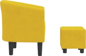 vidaXL Πολυθρόνα Μπάρελ με Υποπόδιο Κίτρινη Βελούδινη