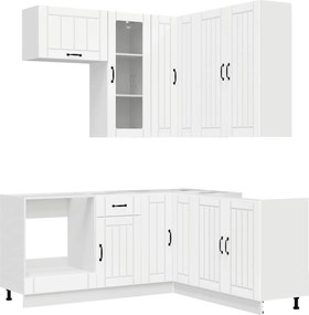 vidaXL Μονάδα κουζίνας LUCCA 8 pcs Λευκό Επεξεργασμένο Ξύλο