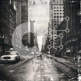 Intra Συλλεκτικό Ξύλινο Παζλ Plywood 4mm - Άδειο City Street με αυτοκίνητα και ταξί Σε Ξύλινο Κουτί - Διαστάσεις Puzzle: 10x10 cm – 25 κομμάτια