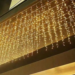 Χριστουγεννιάτικα Λαμπάκια Κουρτίνα LED 100L Θερμό Χρώμα με Διαφανές Καλώδιο 3m 40x50x60cm - Christmas lights LED warm light