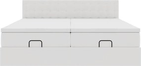 vidaXL Οθωμανικό κρεβάτι με στρώματα Λευκό 160x200cm Faux Leather