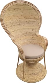 Πολυθρόνα Rea Inart με μπεζ μαξιλάρι-φυσικό rattan 92x75x140εκ