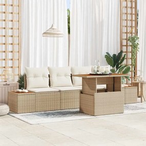 vidaXL Σέτ φαγητού για κήπο 5 pcs Μπεζ, Κρέμα 100 x 55 x 73 εκ