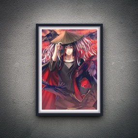 Πόστερ &amp; κάδρο Itachi Naruto AN018 30x40cm Μαύρο Ξύλινο Κάδρο (με πόστερ)