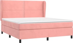 vidaXL Κρεβάτι Boxspring με Στρώμα Ροζ 160x200 εκ. Βελούδινο