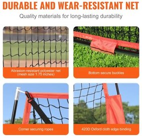 VEVOR 7x7 ft Baseball Softball Practice Net, Portable Baseball Training Net for Hitting Batting Catching Pitching, Backstop Baseball Equipment with Bow Frame, Carry Bag, Strike Zone, Ball, Batting Tee