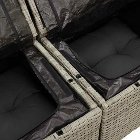 vidaXL Σετ Καναπέ Κήπου με αποθήκευση 7 pcs Ανοιχτό γκρι Πολυ ράταν