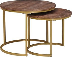 vidaXL Τραπεζάκια Καφέ Στερεών 2 pcs Μασίφ ξύλο μάνγκο και χάλυβας