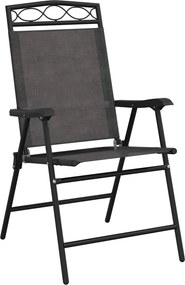 vidaXL Πτυσσόμενες καρέκλες 4 τεμ. Melange Grey Steel και Textilene