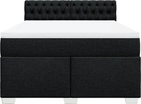 vidaXL Κρεβάτι Boxspring με Στρώμα Μαύρο 140x190 εκ. Υφασμάτινο