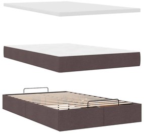 Οθωμανικό κρεβάτι με στρώμα Σκούρο καφέ 120x190 cm Ύφασμα 3311095