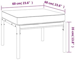 Υποπόδια Κήπου 2 τεμ. 60 x 60 x 35 εκ Ατσάλι με Γκρι Μαξιλάρια - Μαύρο