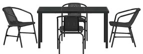 vidaXL Σέτ φαγητού για κήπο 5 pcs Μαύρο Χάλυβας με επίστρωση πούδρας