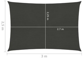 Πανί Σκίασης Ανθρακί 2,5 x 3 μ. από HDPE 160 γρ./μ²  - Ανθρακί