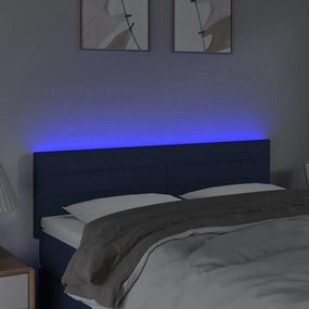 Κεφαλάρι Κρεβατιού LED Μπλε 144x5x78/88 εκ. Υφασμάτινο 3121756