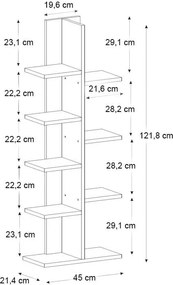 Βιβλιοθήκη Tree Megapap χρώμα λευκό 45x21,4x121,8εκ.