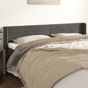 Κεφαλάρι με Πτερύγια Σκούρο Γκρι 183x16x78/88 εκ. Βελούδινο 3118969