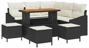 vidaXL Σετ Καναπέ Κήπου 9 pcs Μαύρο, Κρέμα 110 x 55 x 71 εκ