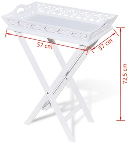 vidaXL Βοηθητικό Τραπεζάκι με Δίσκο Σερβιρίσματος Λευκό