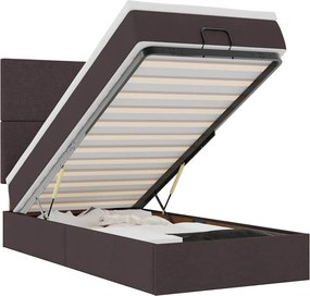 vidaXL Οθωμανικό κρεβάτι με στρώμα σκούρο καφέ 90x190cm ύφασμα