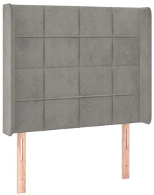vidaXL Κρεβάτι Boxspring με Στρώμα &amp; LED Αν.Γκρι 100x200 εκ. Βελούδινο