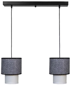 Φωτιστικό Οροφής - Ράγα 14-0273 2/Ε27 55x100cm Αμπαζούρ Φ16,5/10cm Black-White Heronia Metal, Fabric