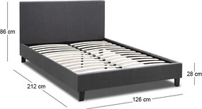 Κρεβάτι Flat Megapap υφασμάτινο χρώμα ανθρακί 120x200εκ.