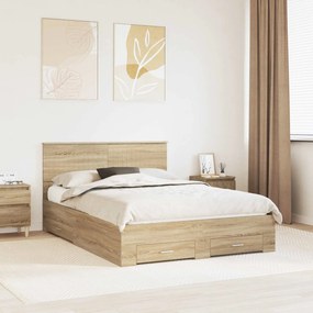 vidaXL Σκελετός Κρεβατιού Sonoma Δρυς 140 x 190 cm Επεξεργασμένο Ξύλο