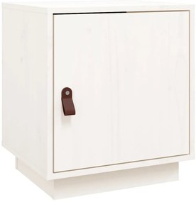 vidaXL Κομοδίνο Λευκό 40 x 34 x 45 εκ. από Μασίφ Ξύλο Πεύκου