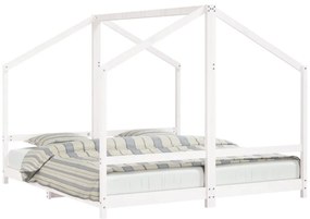 vidaXL Πλαίσιο Παιδικού Κρεβατιού Λευκό 2x(90x200)εκ Μασίφ Ξύλο Πεύκου