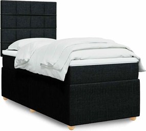 vidaXL Κρεβάτι Boxspring με Στρώμα Μαύρο 90x190 εκ.Υφασμάτινο