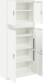vidaXL Ντουλάπι αποθήκευσης 2 τμχ. Λευκό 90 x 40 x 210 εκ Ατσάλι