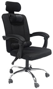 OFFICE CHAIR CRONER  BLACK MESH-BLACK METAL BASE-NYLON FRAME 58x50x120Hcm.