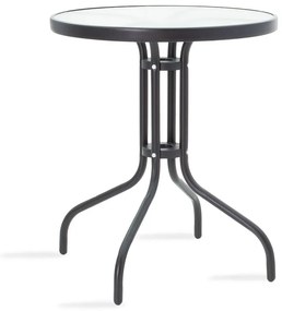 Τραπέζι κήπου Watson pakoworld μέταλλο μαύρο-γυαλί Φ60x70εκ - Γυαλί - 130-000002