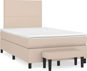 vidaXL Κρεβάτι Boxspring με Στρώμα Καπουτσίνο 120x190εκ.από Συνθ.Δέρμα