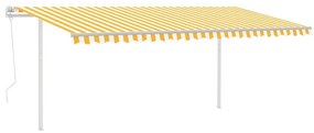 Τέντα Αυτόματη με LED &amp; Αισθητήρα Ανέμου Κίτρινο/Λευκό 5 x 3 μ. - Κίτρινο